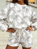 2025 Fall Camo Print Long Sleeve Top and Shorts Set