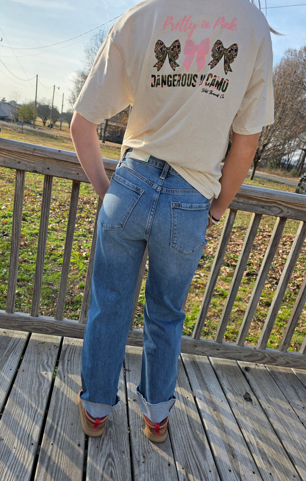 Medium wash straight jeans