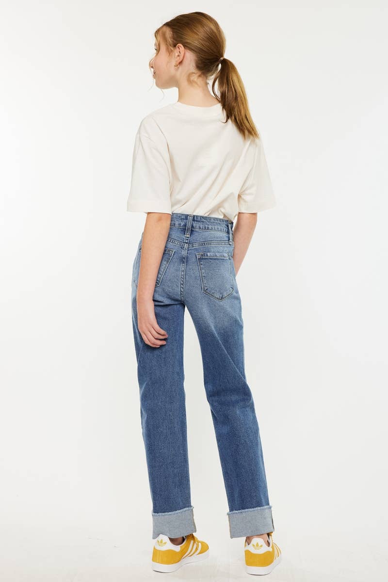 Medium wash straight jeans